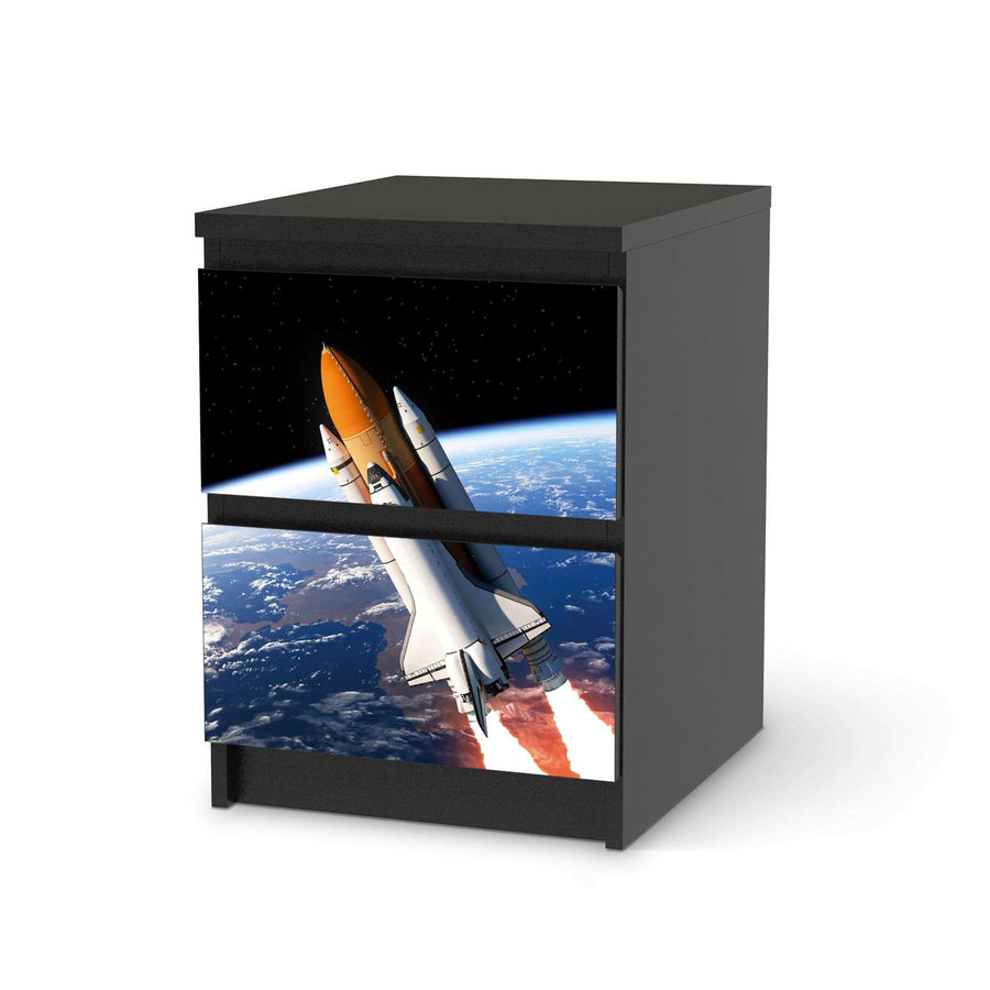 Möbelfolie Space Traveller - IKEA Malm Kommode 2 Schubladen - schwarz