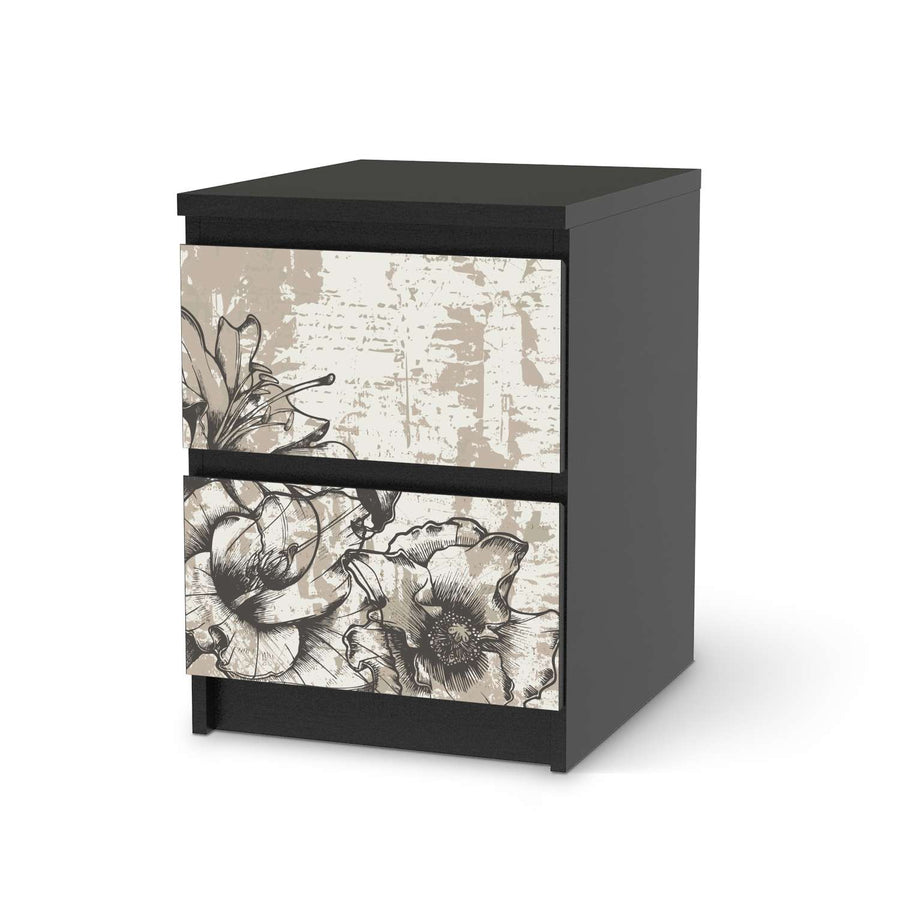 Möbelfolie Styleful Vintage 1 - IKEA Malm Kommode 2 Schubladen - schwarz