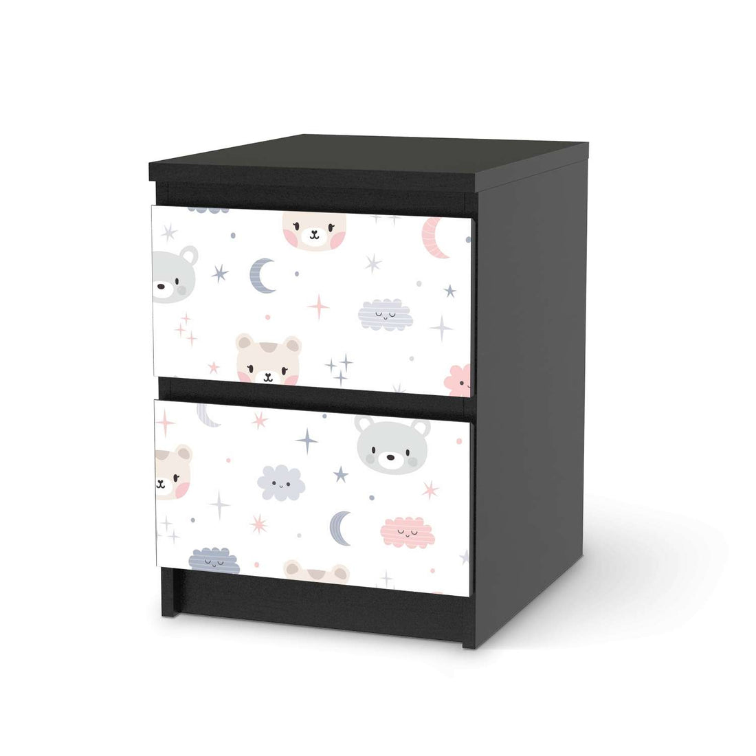 Möbelfolie Sweet Dreams - IKEA Malm Kommode 2 Schubladen - schwarz