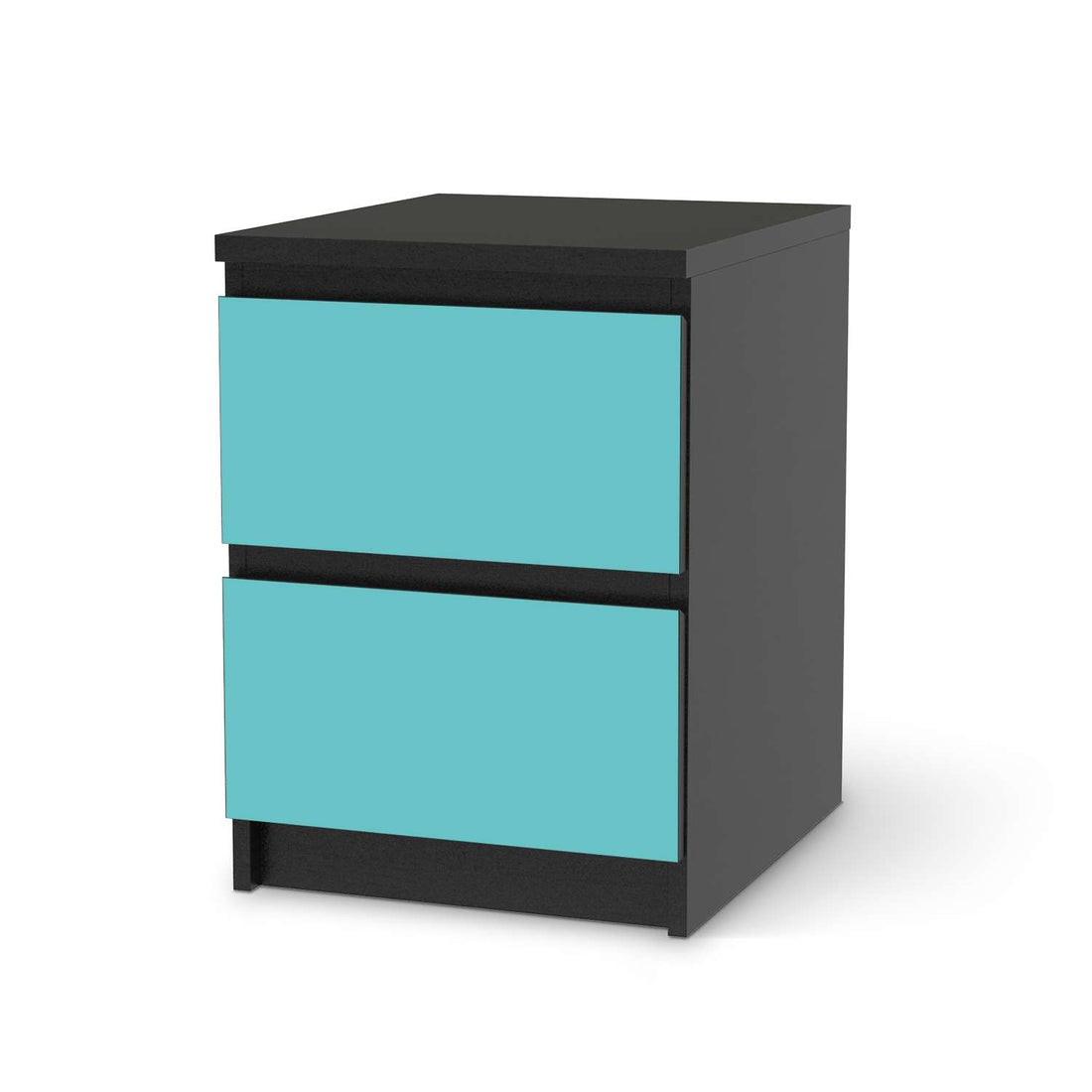 Möbelfolie Türkisgrün Light - IKEA Malm Kommode 2 Schubladen - schwarz