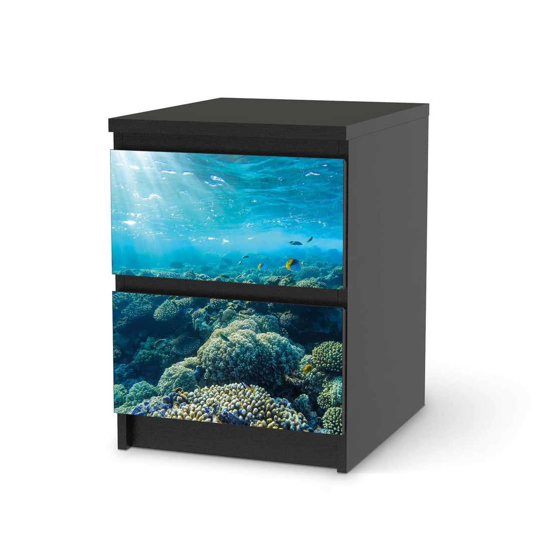 Möbelfolie Underwater World - IKEA Malm Kommode 2 Schubladen - schwarz