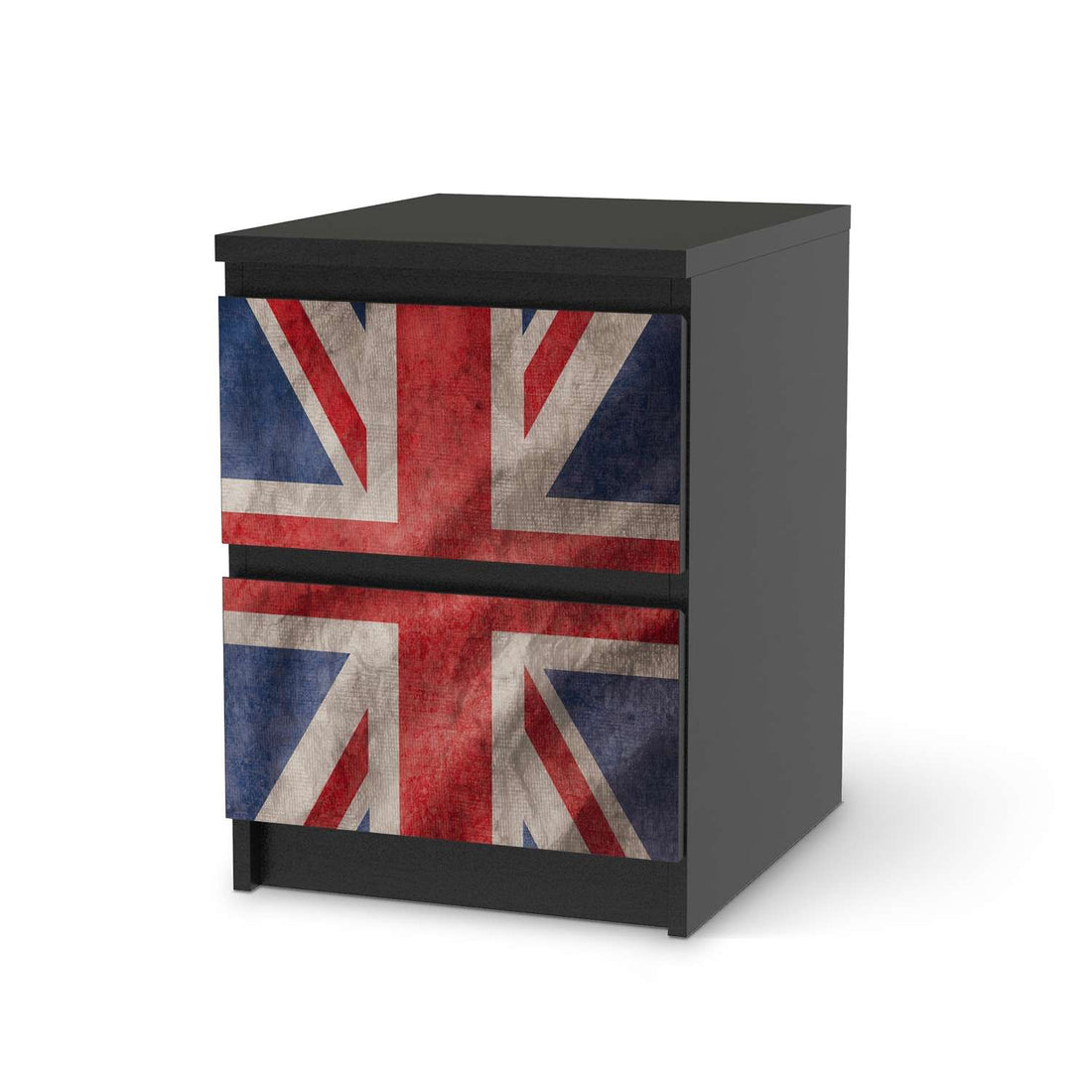 Möbelfolie Union Jack - IKEA Malm Kommode 2 Schubladen - schwarz