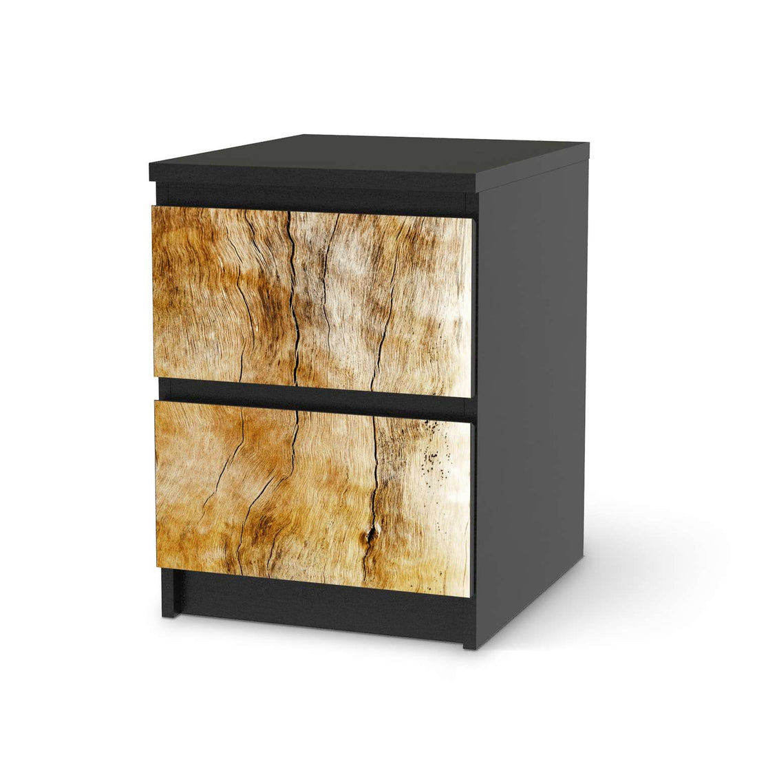 Möbelfolie Unterholz - IKEA Malm Kommode 2 Schubladen - schwarz