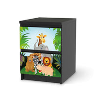 Möbelfolie Wild Animals - IKEA Malm Kommode 2 Schubladen - schwarz