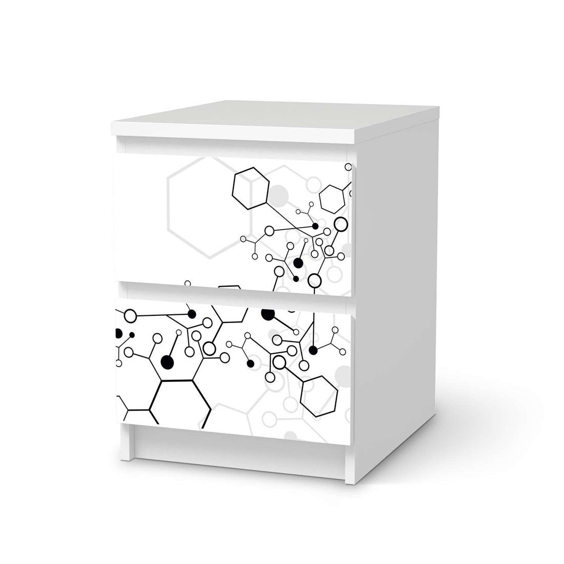 Möbelfolie Atomic 1 - IKEA Malm Kommode 2 Schubladen  - weiss