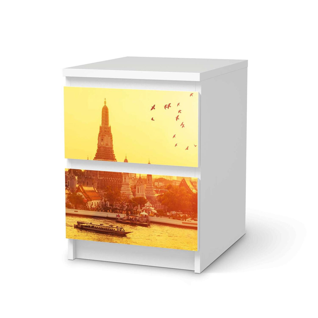 Möbelfolie Bangkok Sunset - IKEA Malm Kommode 2 Schubladen  - weiss