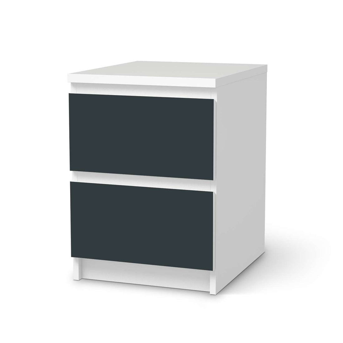 Möbelfolie Blaugrau Dark - IKEA Malm Kommode 2 Schubladen  - weiss