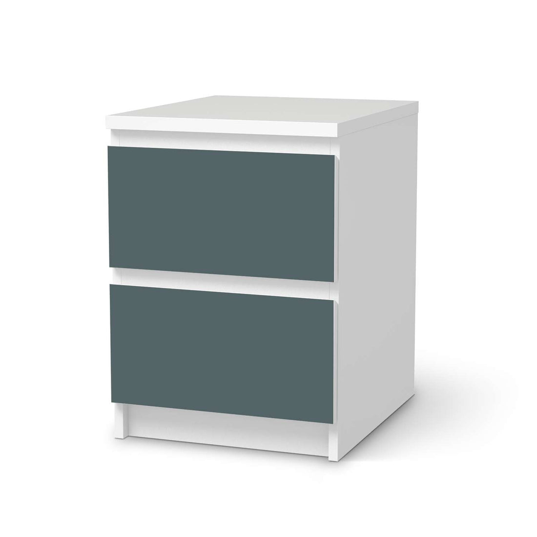 Möbelfolie Blaugrau Light - IKEA Malm Kommode 2 Schubladen  - weiss