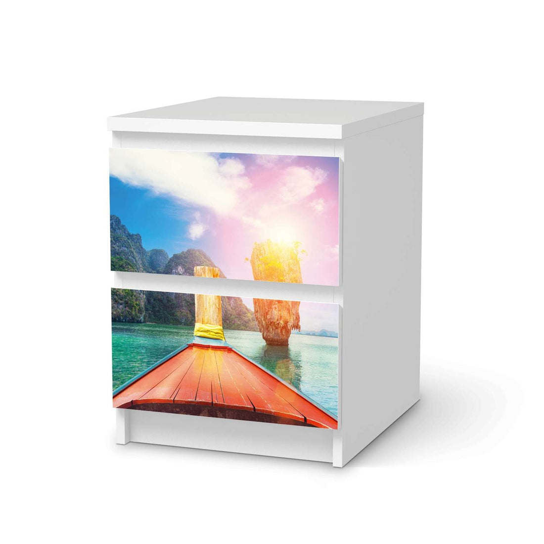 Möbelfolie Blue Water Lagoon - IKEA Malm Kommode 2 Schubladen  - weiss
