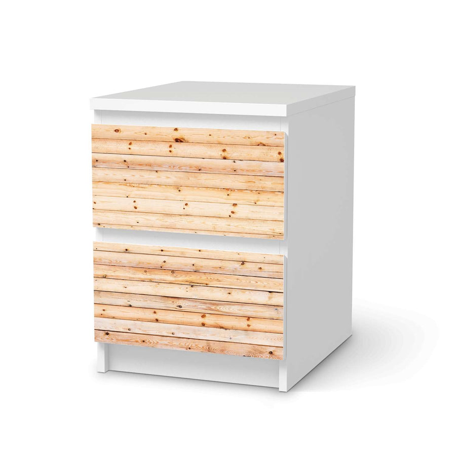 Möbelfolie Bright Planks - IKEA Malm Kommode 2 Schubladen  - weiss