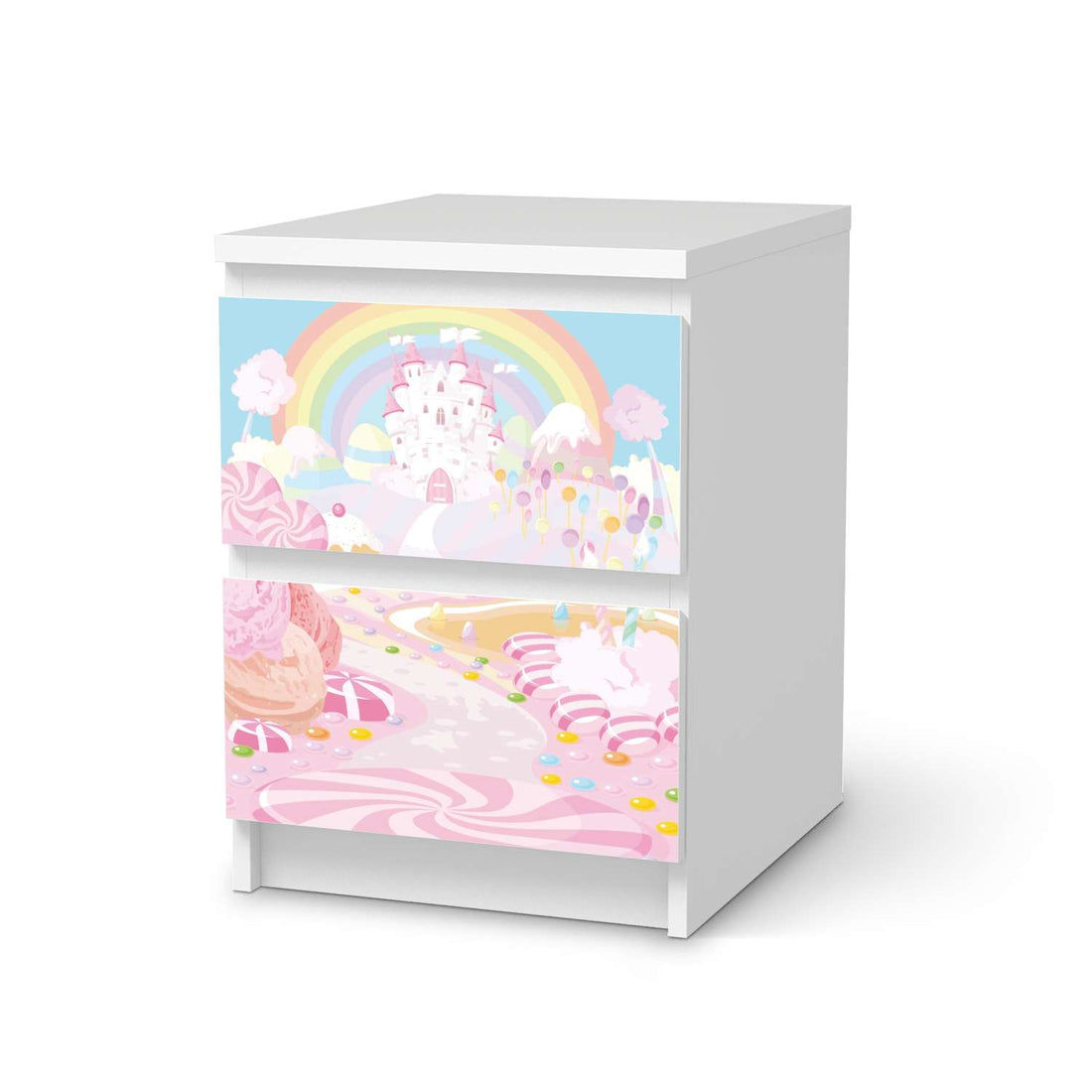 Möbelfolie Candyland - IKEA Malm Kommode 2 Schubladen  - weiss