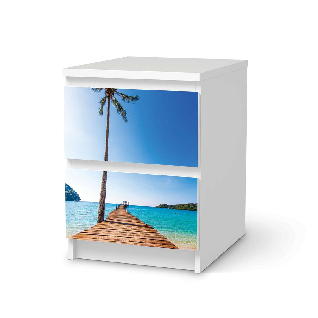 Möbelfolie Caribbean - IKEA Malm Kommode 2 Schubladen  - weiss