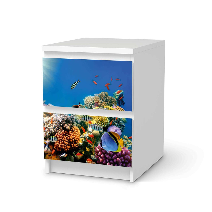 Möbelfolie Coral Reef - IKEA Malm Kommode 2 Schubladen  - weiss