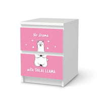 Möbelfolie Dalai Llama - IKEA Malm Kommode 2 Schubladen  - weiss