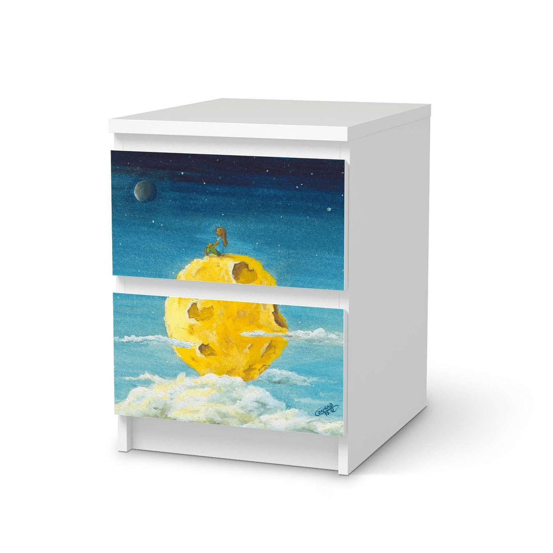 Möbelfolie Fernweh - IKEA Malm Kommode 2 Schubladen  - weiss
