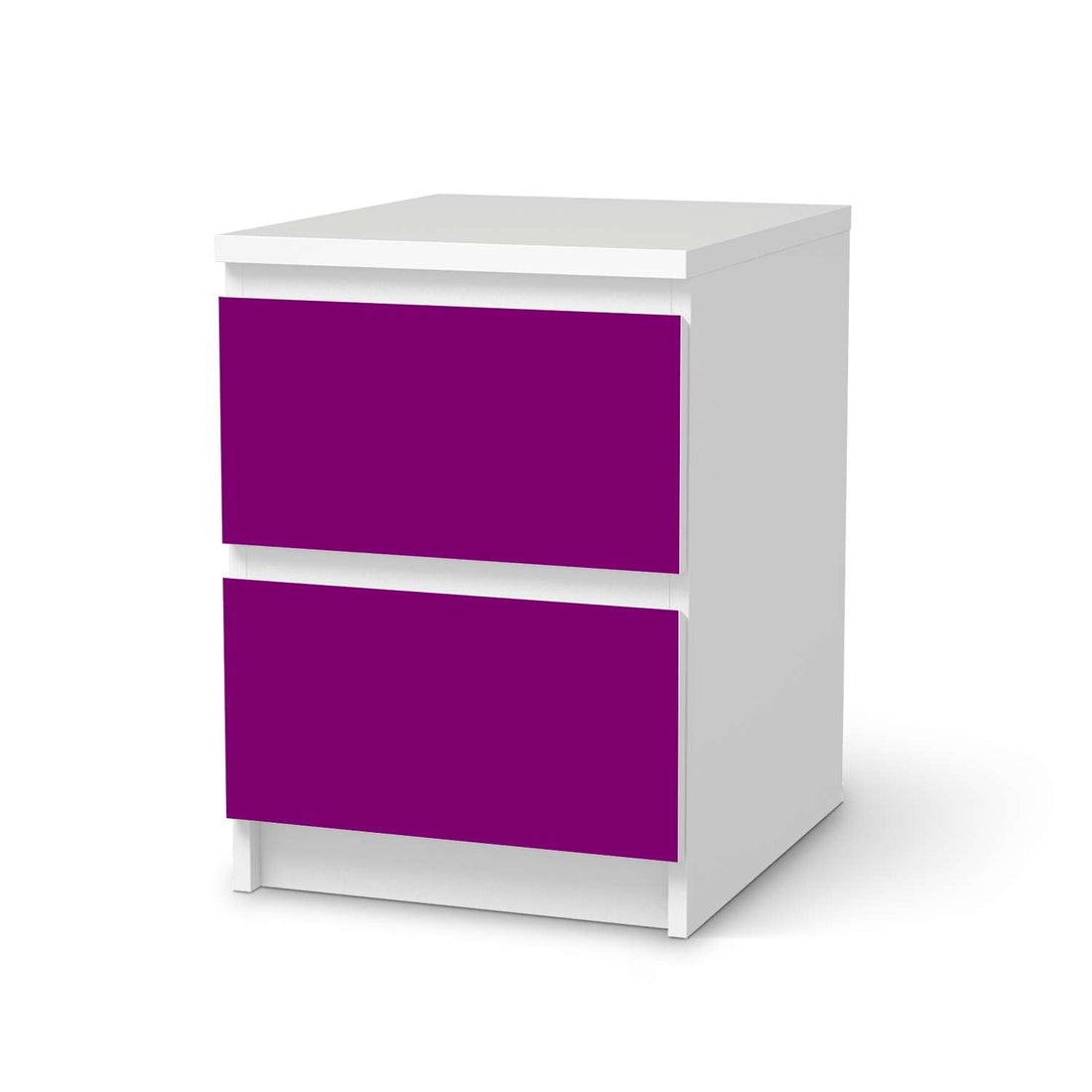 Möbelfolie Flieder Dark - IKEA Malm Kommode 2 Schubladen  - weiss