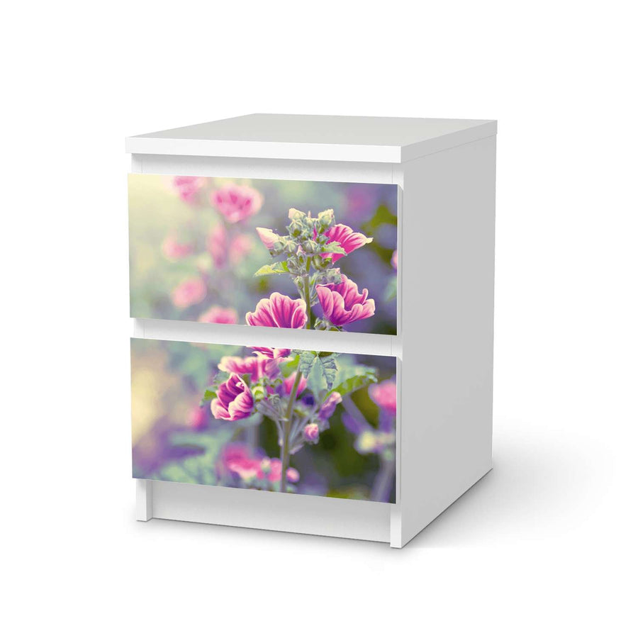 Möbelfolie Flower Gaze - IKEA Malm Kommode 2 Schubladen  - weiss