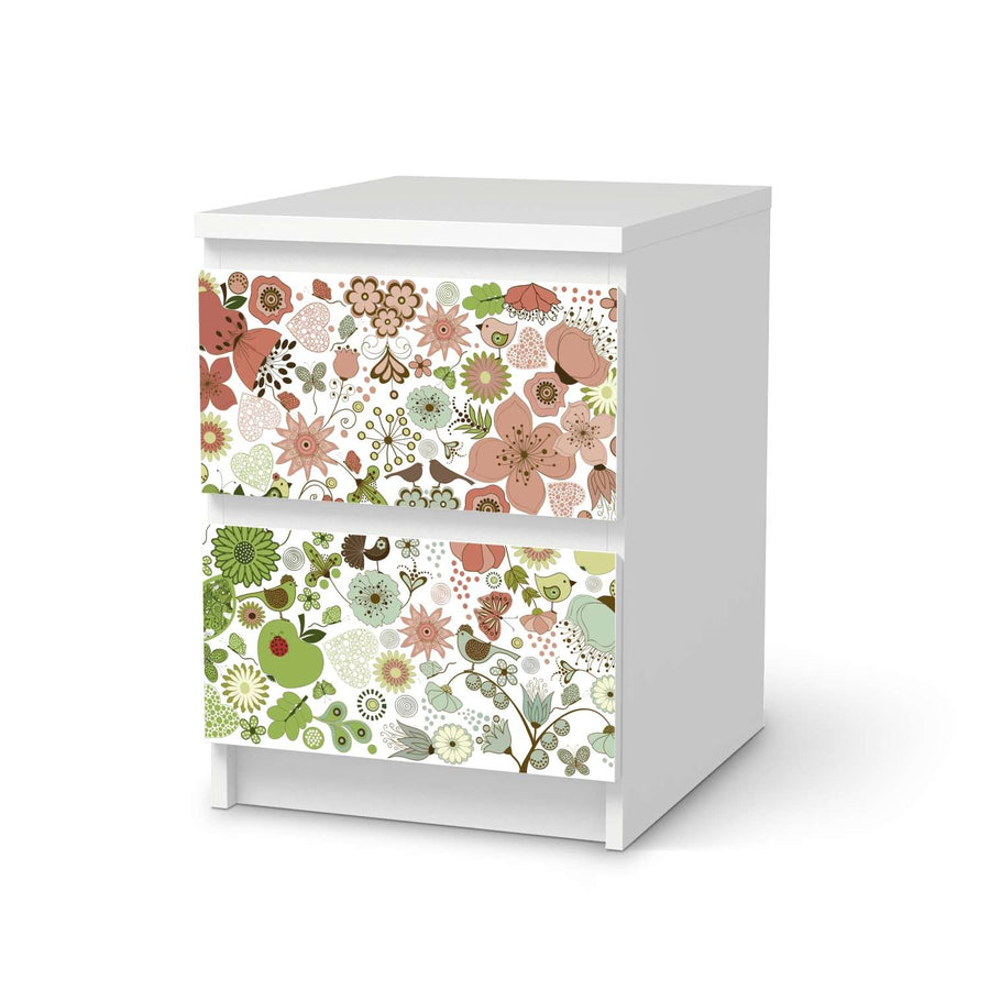 Möbelfolie Flower Pattern - IKEA Malm Kommode 2 Schubladen  - weiss