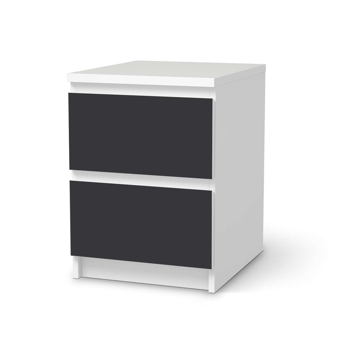 Möbelfolie Grau Dark - IKEA Malm Kommode 2 Schubladen  - weiss