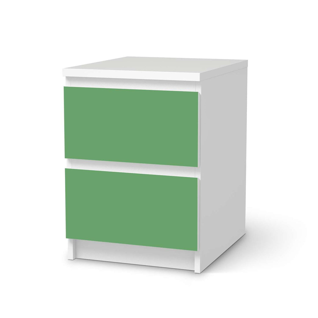 Möbelfolie Grün Light - IKEA Malm Kommode 2 Schubladen  - weiss