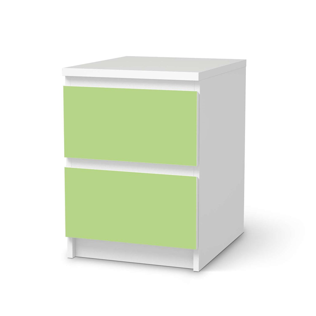 Möbelfolie Hellgrün Light - IKEA Malm Kommode 2 Schubladen  - weiss