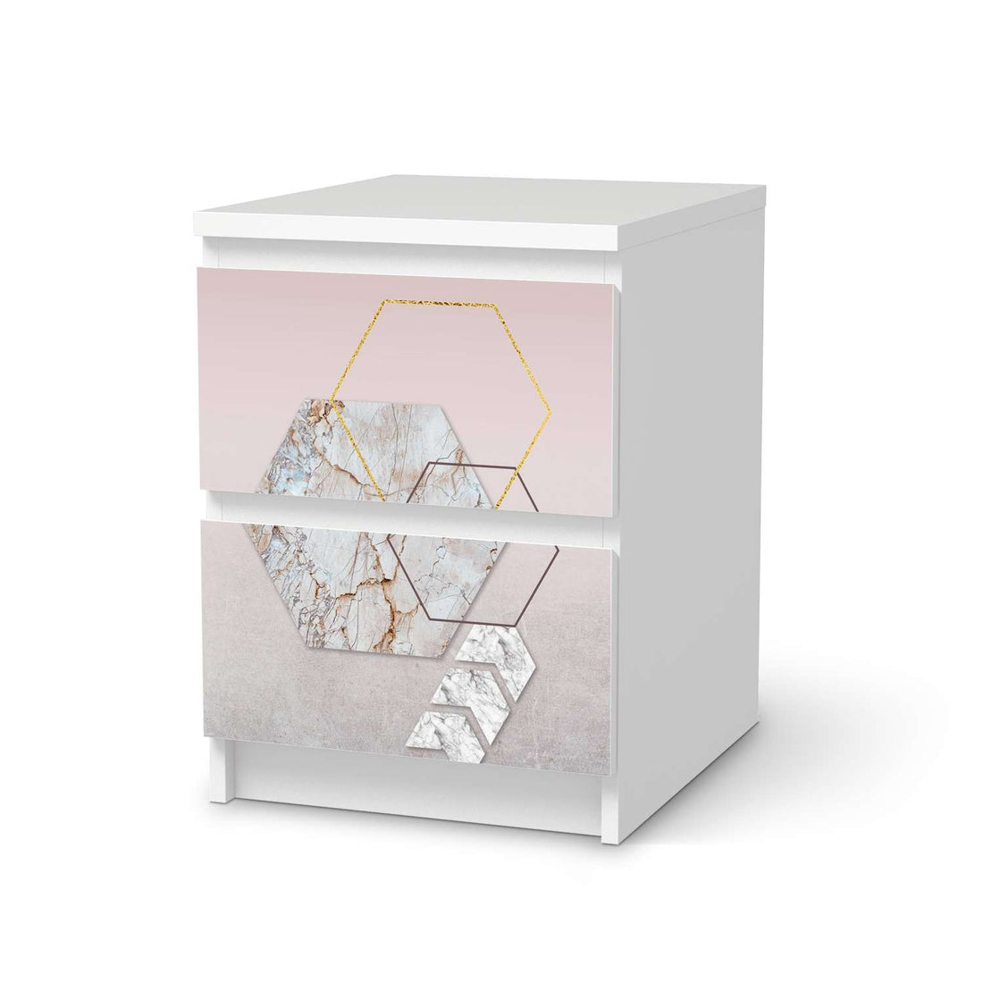 Möbelfolie Hexagon - IKEA Malm Kommode 2 Schubladen  - weiss