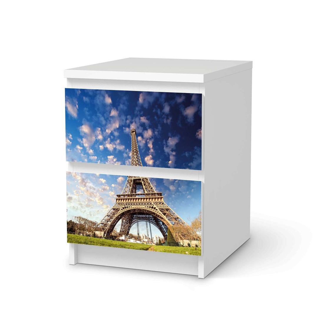 Möbelfolie La Tour Eiffel - IKEA Malm Kommode 2 Schubladen  - weiss
