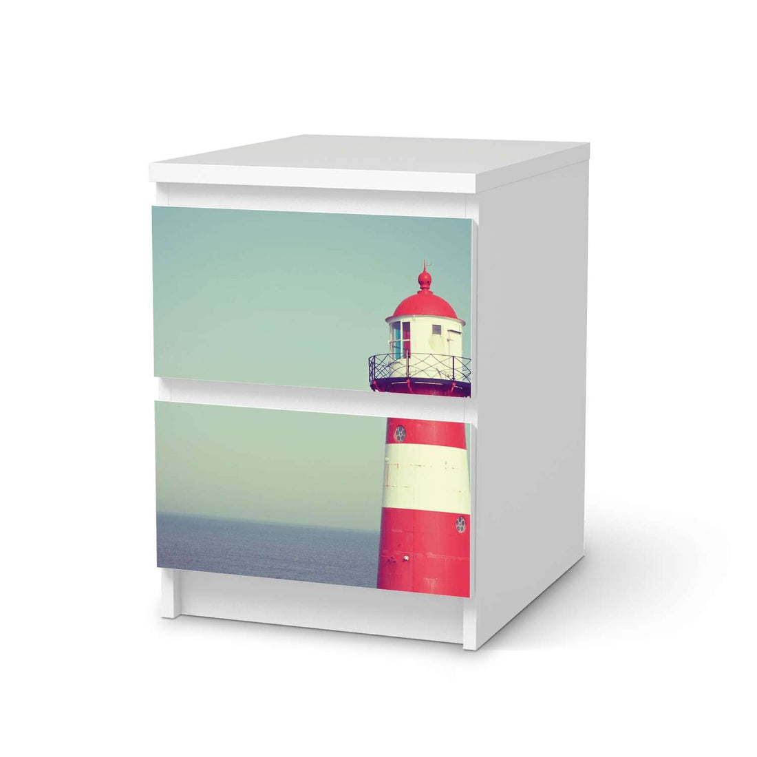 Möbelfolie Leuchtturm - IKEA Malm Kommode 2 Schubladen  - weiss