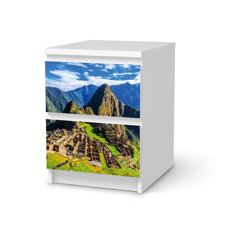 Möbelfolie Machu Picchu - IKEA Malm Kommode 2 Schubladen  - weiss