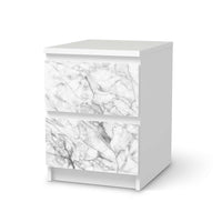 Möbelfolie Marmor weiß - IKEA Malm Kommode 2 Schubladen  - weiss