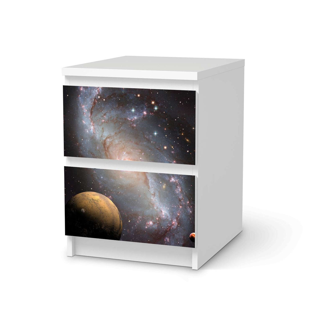 Möbelfolie Milky Way - IKEA Malm Kommode 2 Schubladen  - weiss