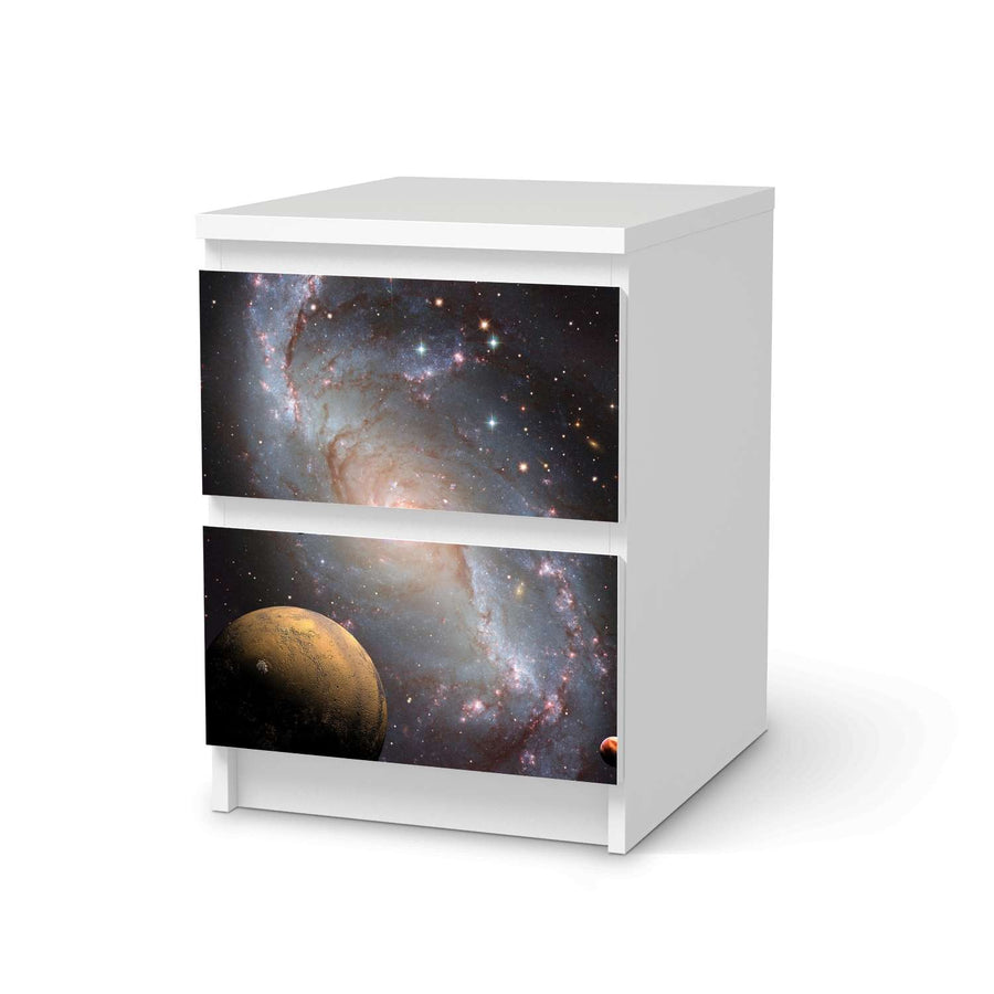 Möbelfolie Milky Way - IKEA Malm Kommode 2 Schubladen  - weiss