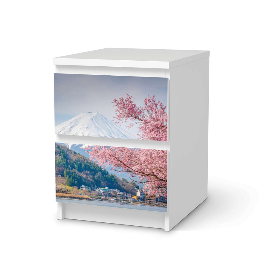 Möbelfolie Mount Fuji - IKEA Malm Kommode 2 Schubladen  - weiss