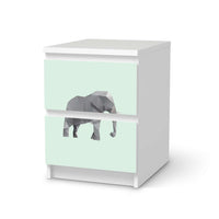 Möbelfolie Origami Elephant - IKEA Malm Kommode 2 Schubladen  - weiss