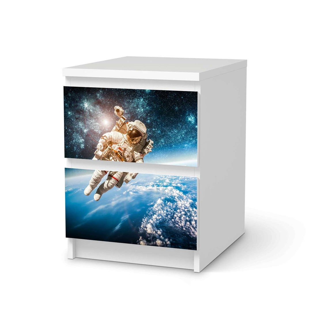 Möbelfolie Outer Space - IKEA Malm Kommode 2 Schubladen  - weiss