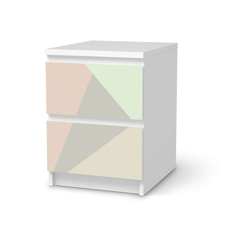Möbelfolie Pastell Geometrik - IKEA Malm Kommode 2 Schubladen  - weiss