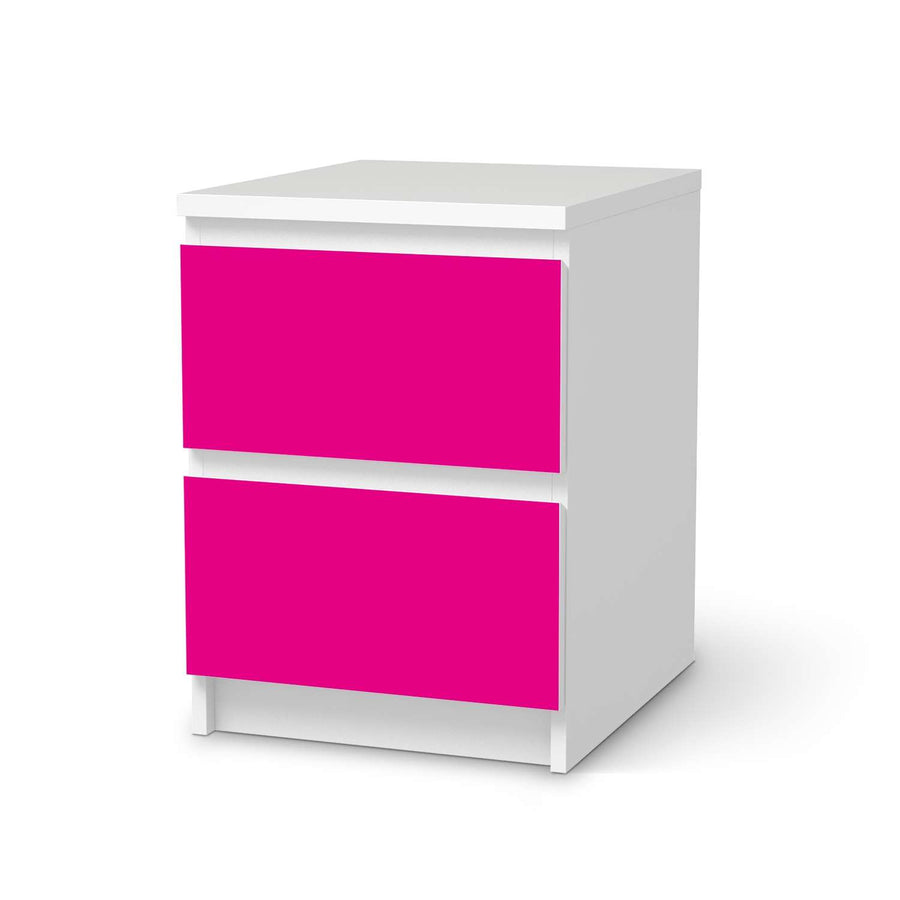 Möbelfolie Pink Dark - IKEA Malm Kommode 2 Schubladen  - weiss