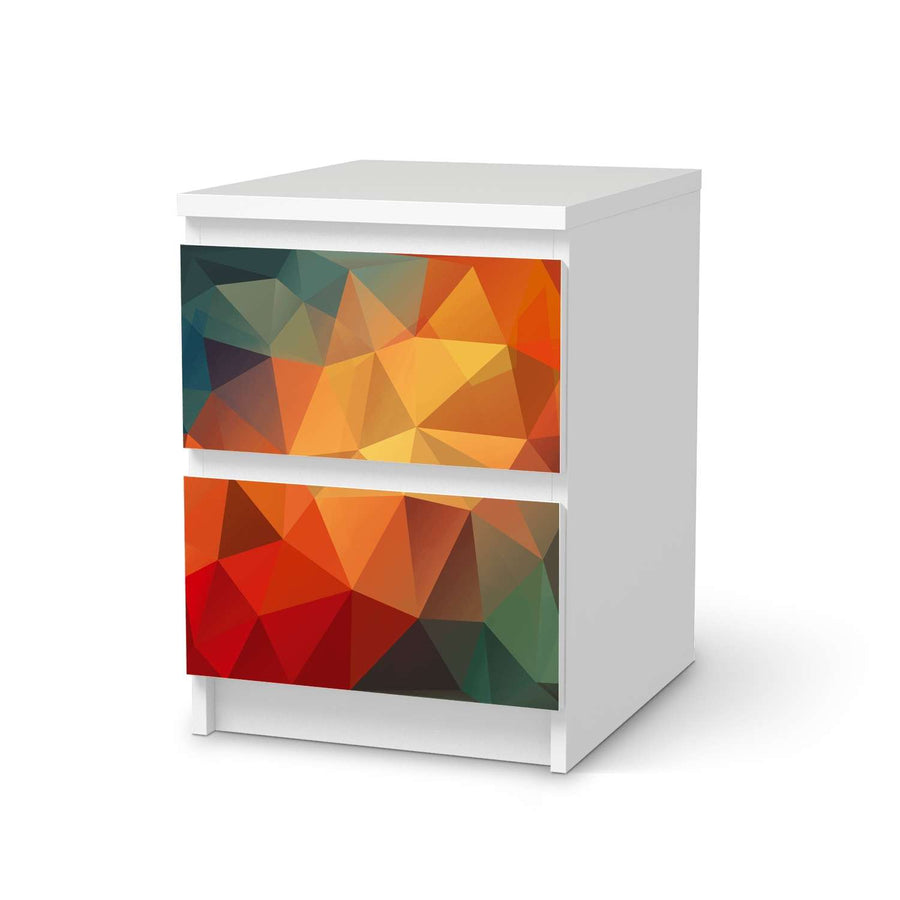 Möbelfolie Polygon - IKEA Malm Kommode 2 Schubladen  - weiss