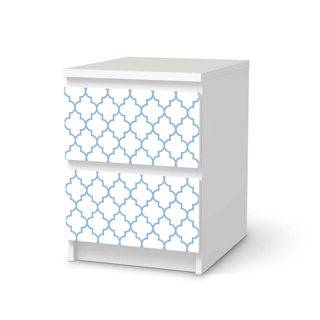 Möbelfolie Retro Pattern - Blau - IKEA Malm Kommode 2 Schubladen  - weiss