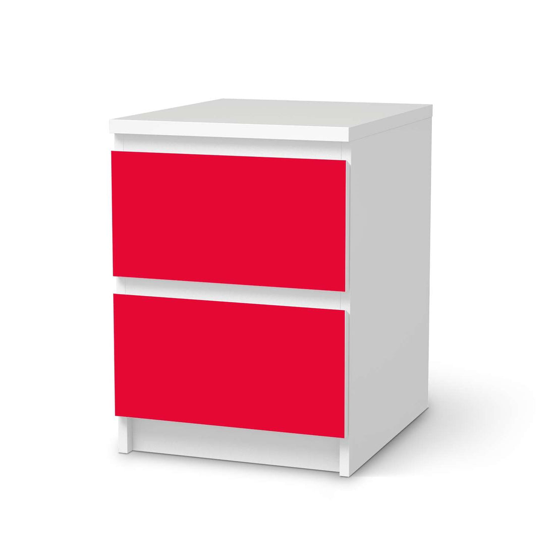 Möbelfolie Rot Light - IKEA Malm Kommode 2 Schubladen  - weiss
