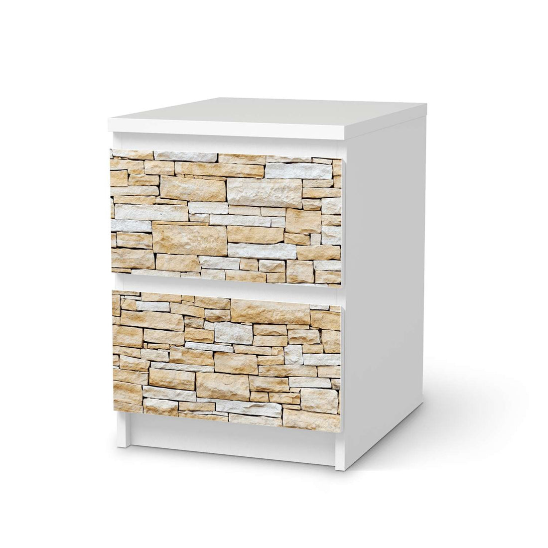 Möbelfolie Sandstein - IKEA Malm Kommode 2 Schubladen  - weiss