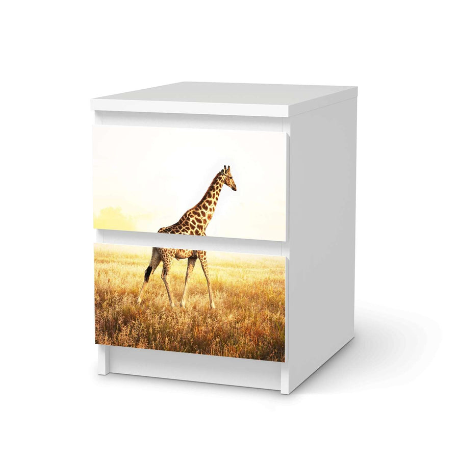 Möbelfolie Savanna Giraffe - IKEA Malm Kommode 2 Schubladen  - weiss