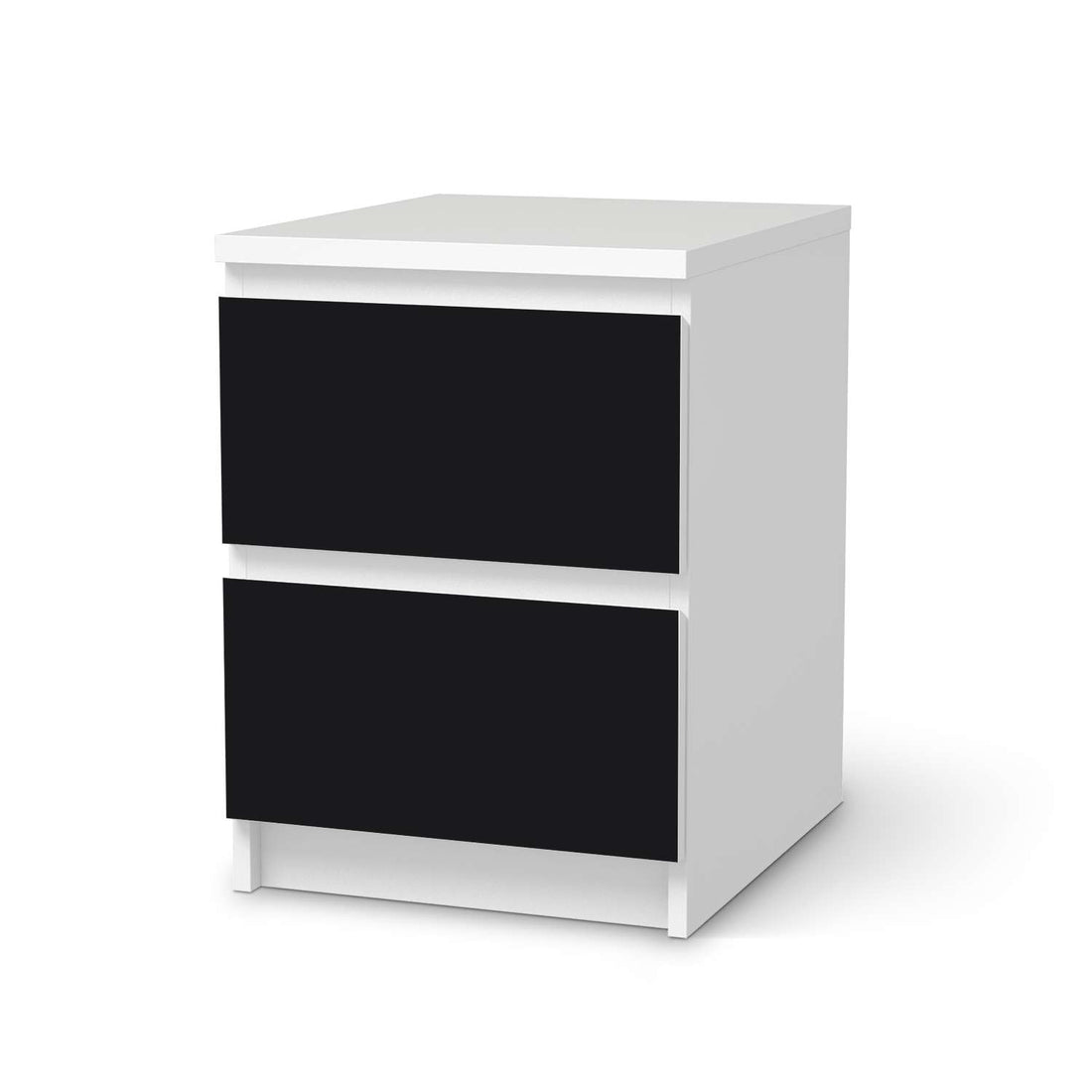 Möbelfolie Schwarz - IKEA Malm Kommode 2 Schubladen  - weiss