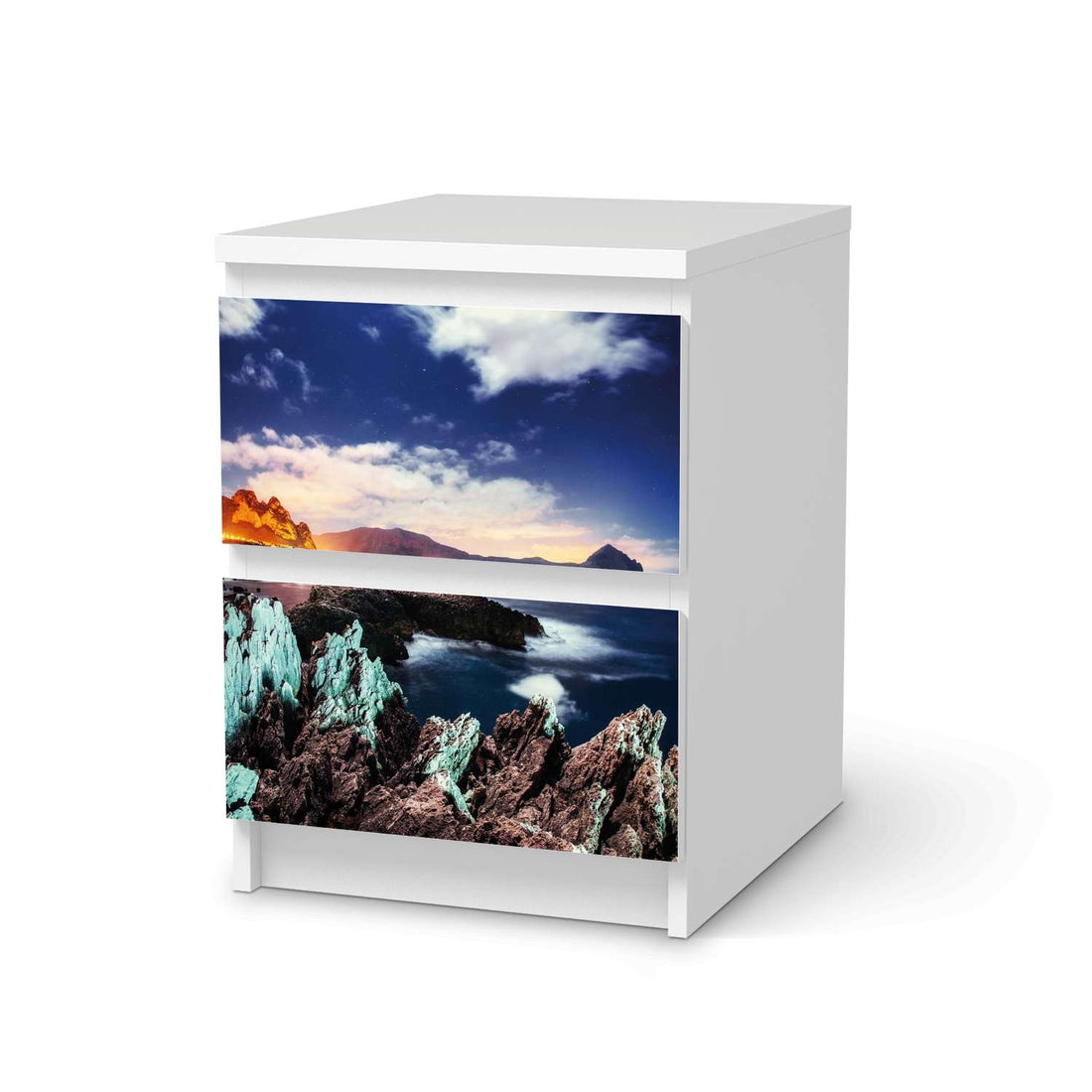 Möbelfolie Seaside - IKEA Malm Kommode 2 Schubladen  - weiss