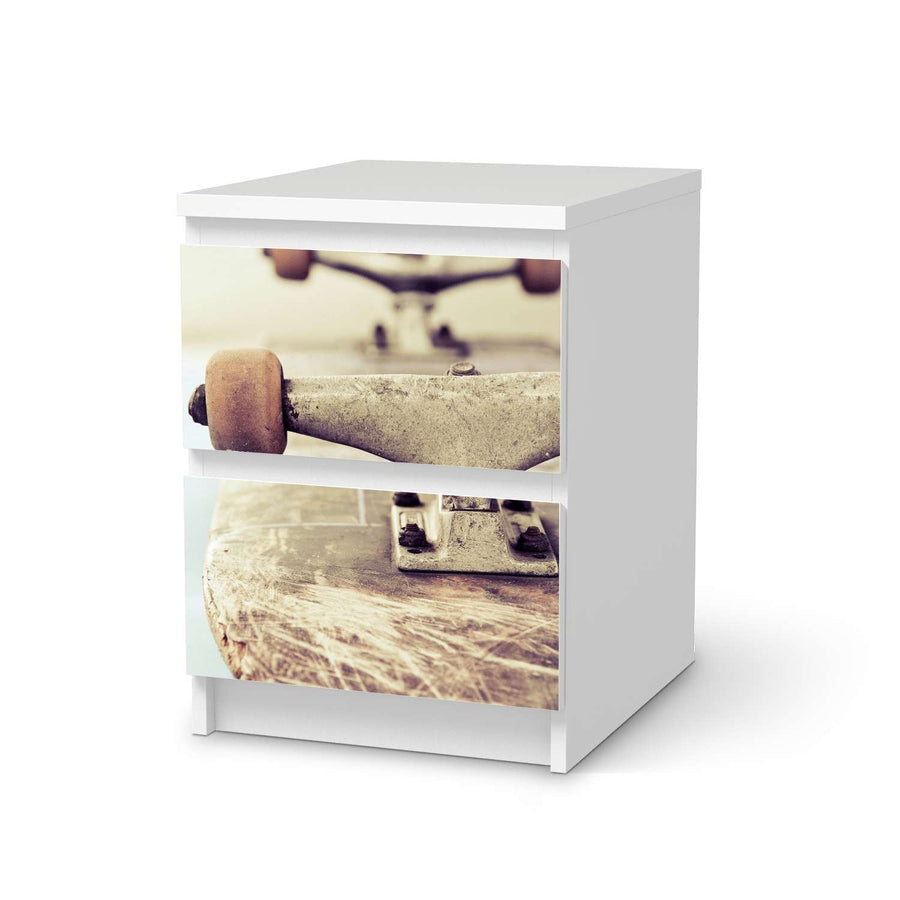 Möbelfolie Skateboard - IKEA Malm Kommode 2 Schubladen  - weiss