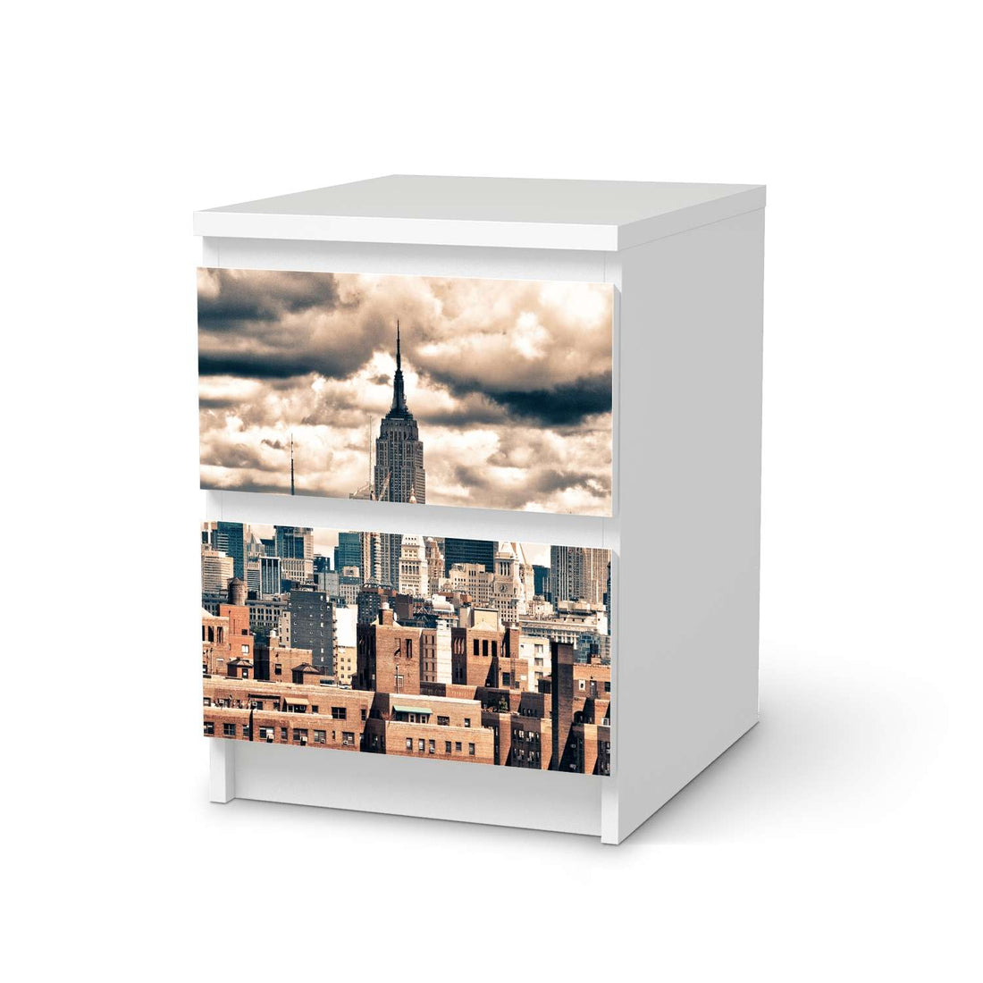 Möbelfolie Skyline NYC - IKEA Malm Kommode 2 Schubladen  - weiss