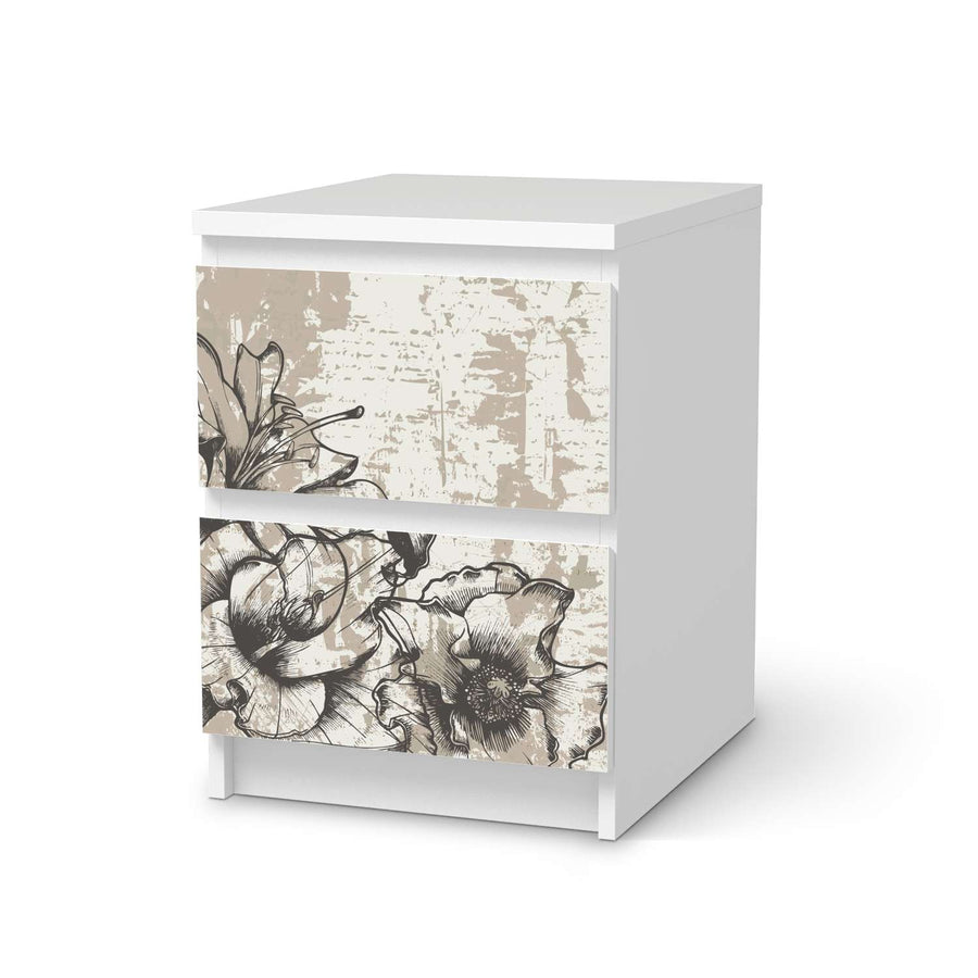 Möbelfolie Styleful Vintage 1 - IKEA Malm Kommode 2 Schubladen  - weiss