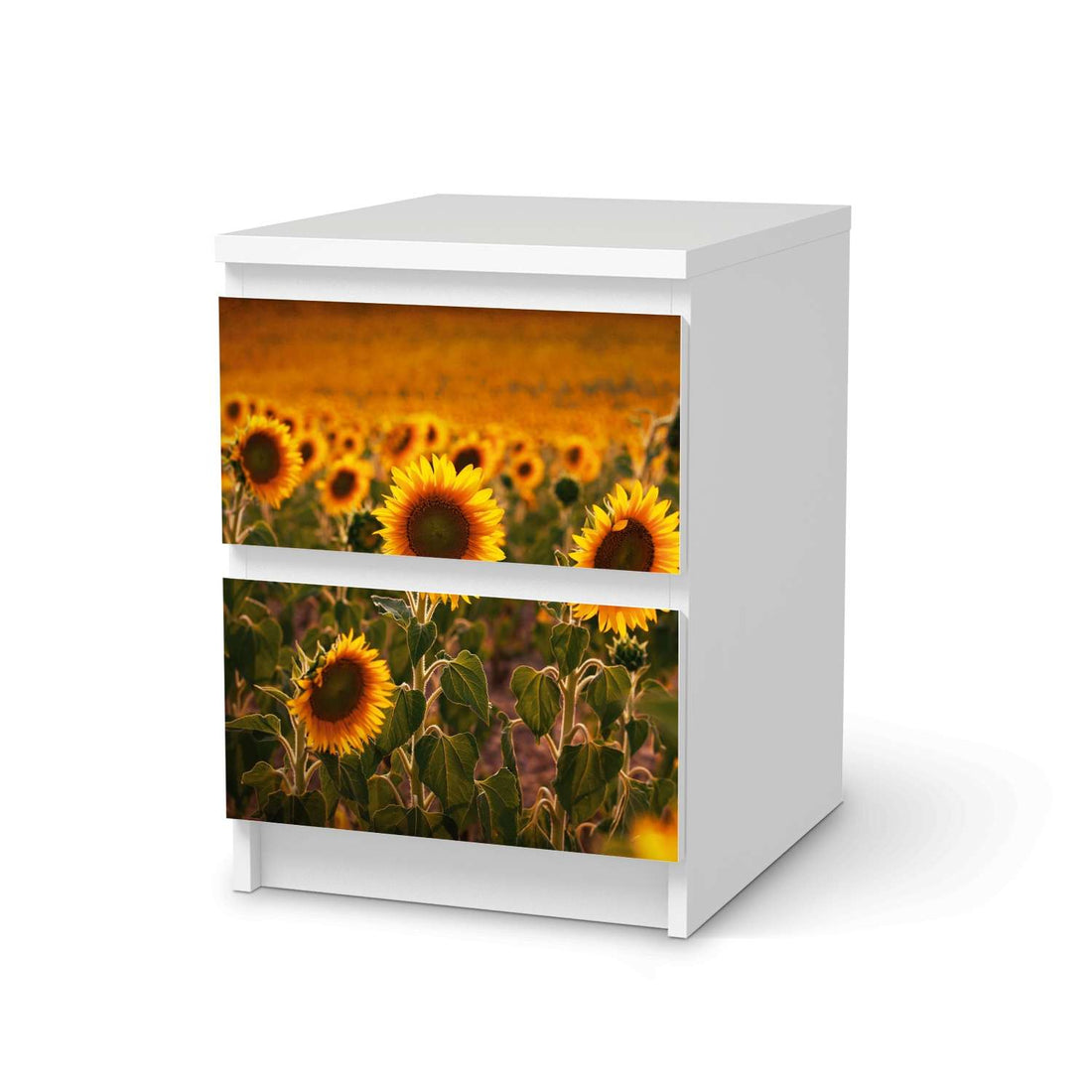 Möbelfolie Sunflowers - IKEA Malm Kommode 2 Schubladen  - weiss