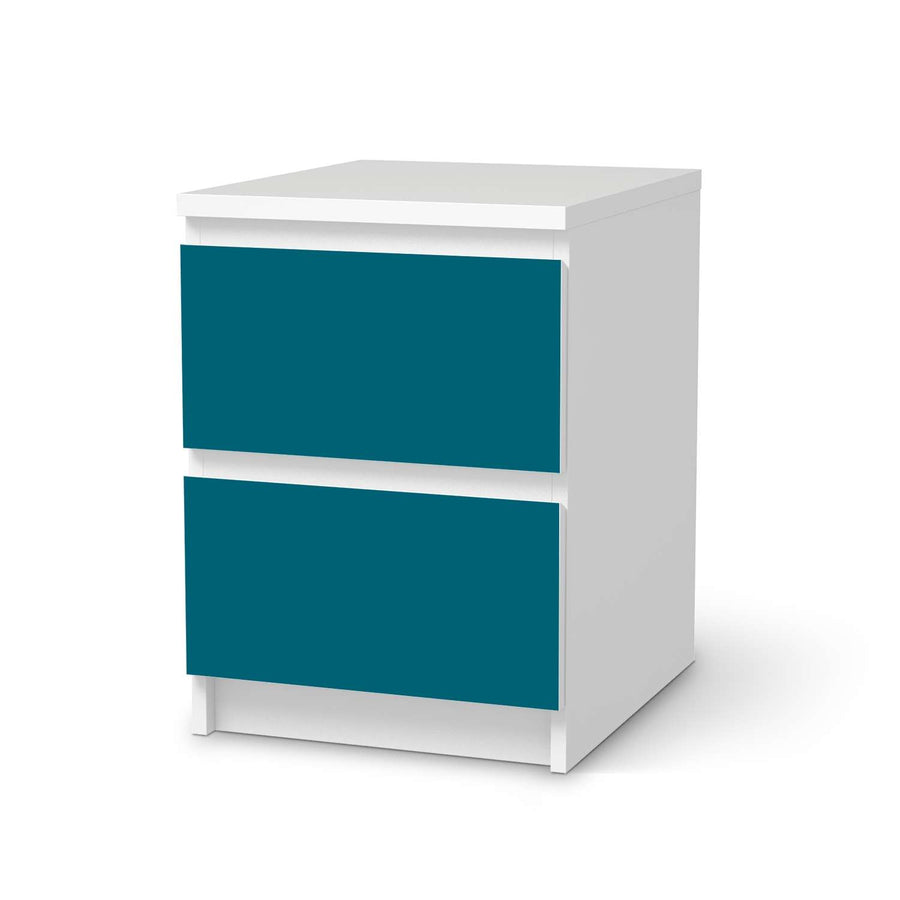 Möbelfolie Türkisgrün Dark - IKEA Malm Kommode 2 Schubladen  - weiss