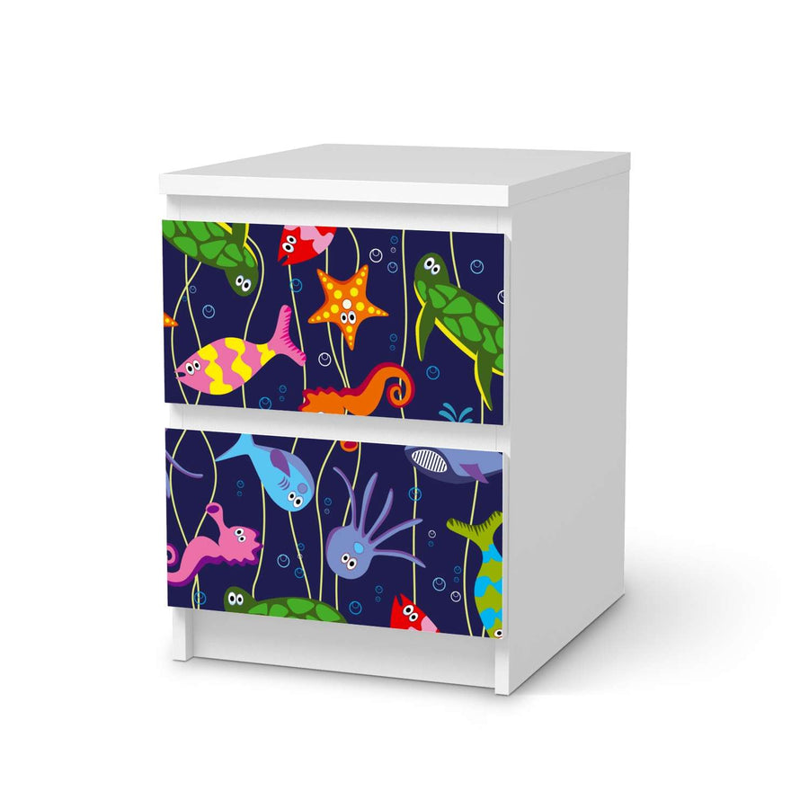Möbelfolie Underwater Life - IKEA Malm Kommode 2 Schubladen  - weiss